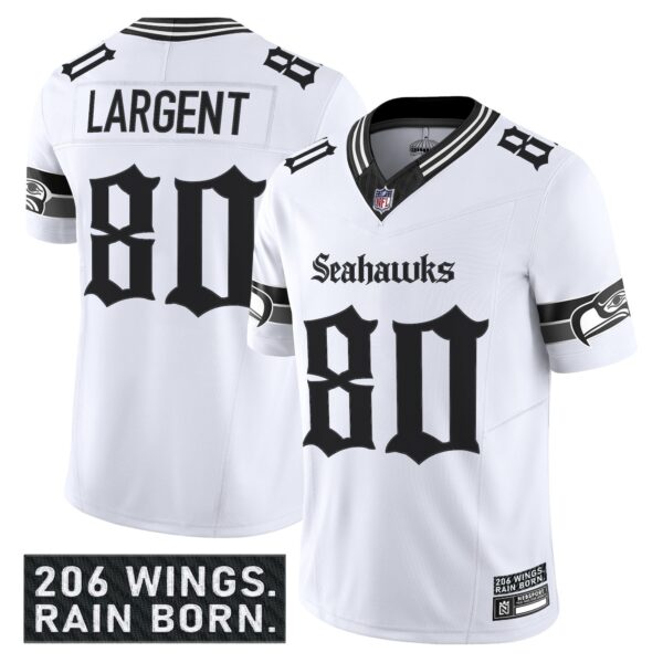 Seattle Seahawks Gothic Rain City Shadows Edition Vapor Limited Jersey – All Stitched – White – Steve Largent Jersey