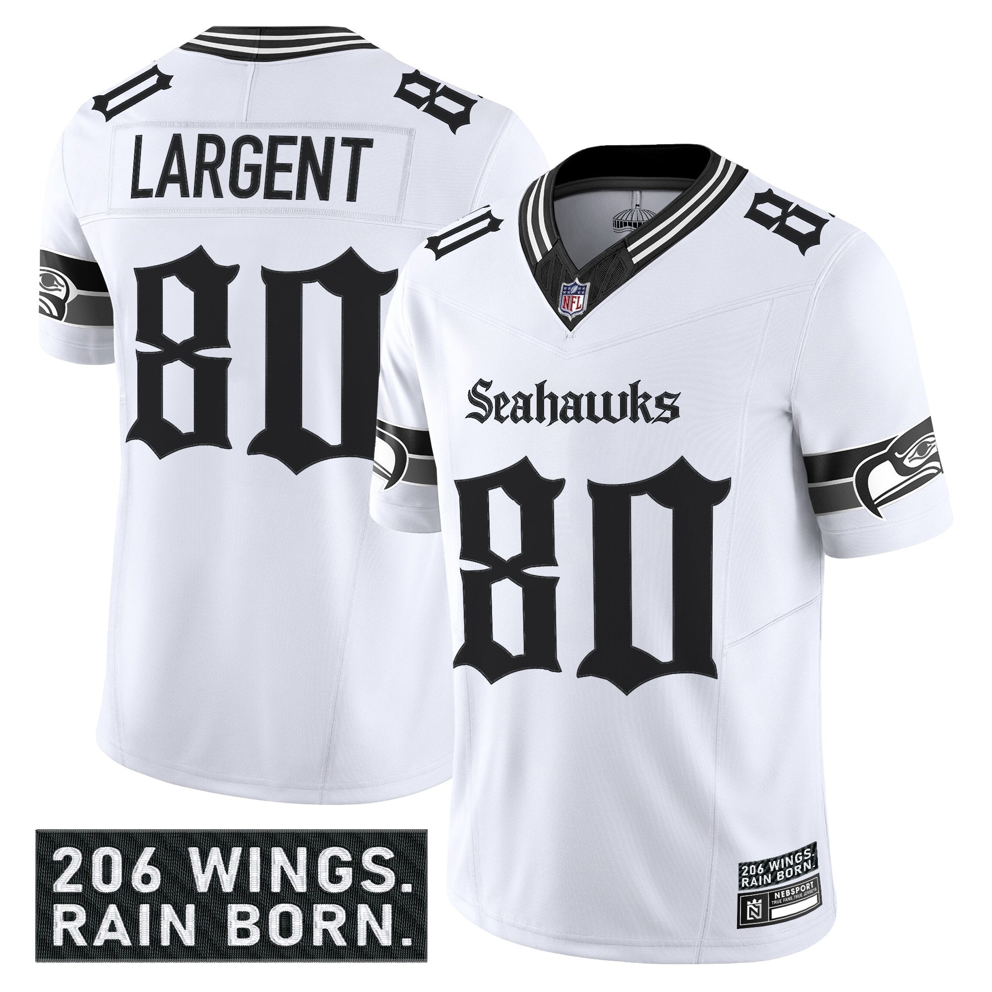 Seattle Seahawks Gothic Rain City Shadows Edition Vapor Limited Jersey – All Stitched – White – Steve Largent Jersey