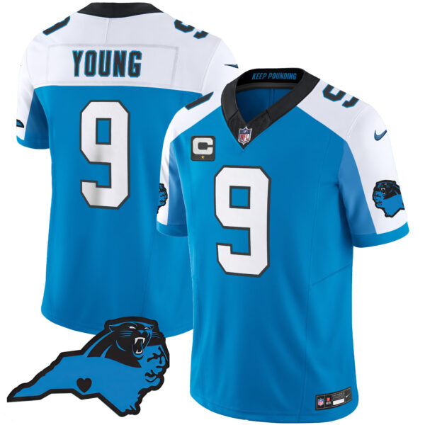 Men’s Panthers Vapor Limited Jersey – Carolina Patch – All Stitched Blue Alternate Bryce Young Jersey