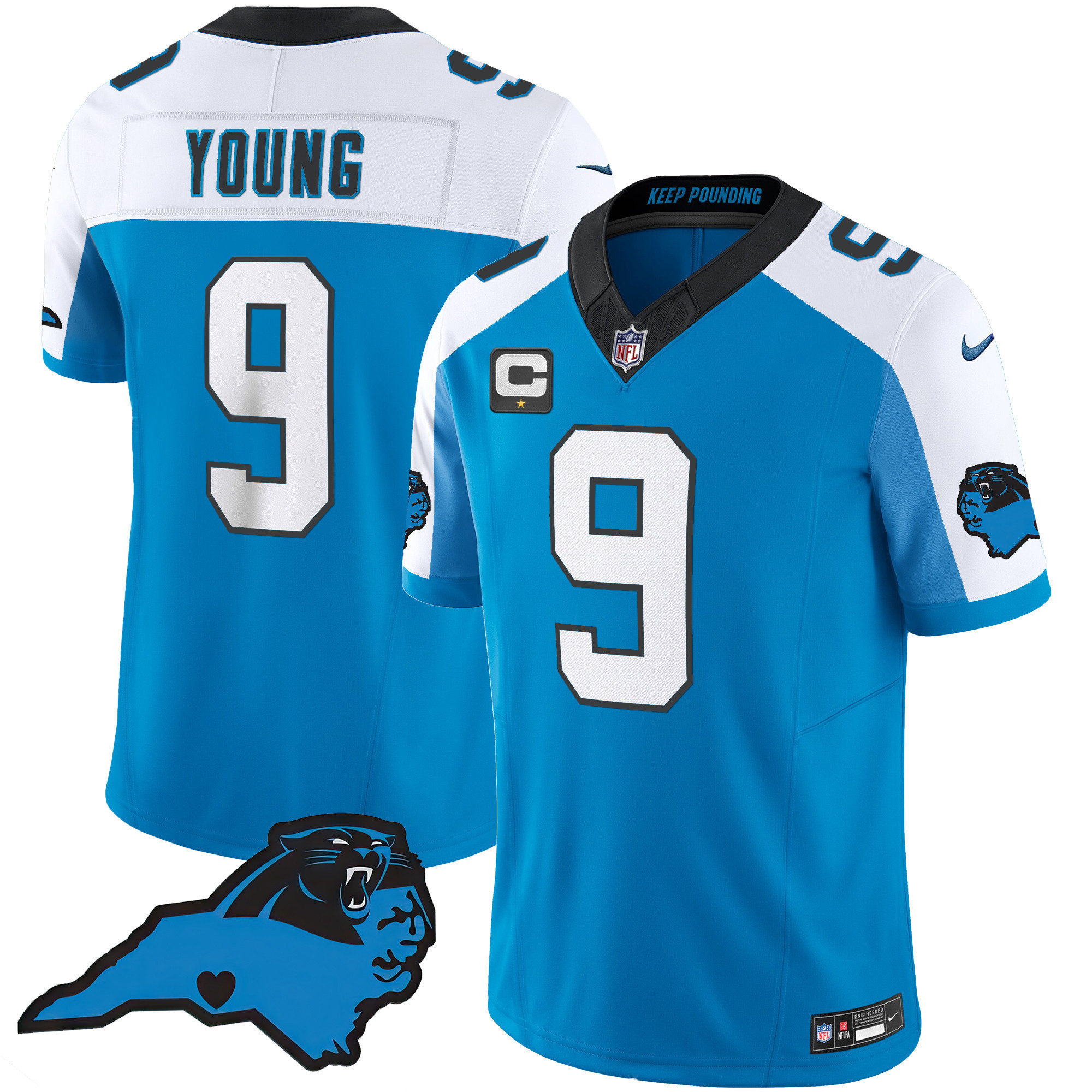 Men’s Panthers Vapor Limited Jersey – Carolina Patch – All Stitched Blue Alternate Bryce Young Jersey