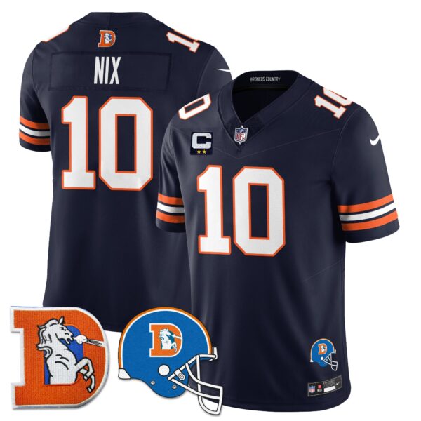 Denver Broncos Throwback Vapor Limited Jersey – All Stitched – Navy – Bo Nix Jersey