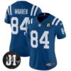 Women’s Indianapolis Colts 2025 Jim Irsay Patch Vapor Limited Jersey – All Stitched – Royal – Tyler Warren Jersey