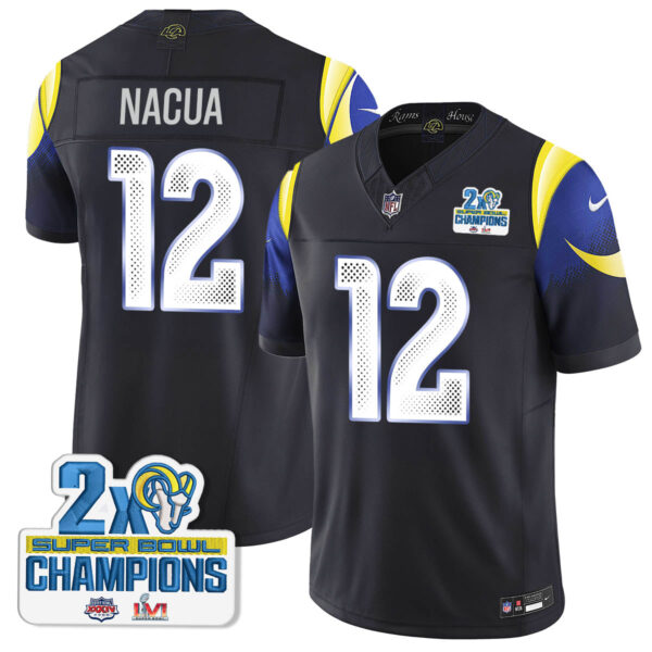 Los Angeles Rams 2-Time Champions Patch Vapor Limited Jersey – All Stitched – Rivalries – Puka Nacua Jersey