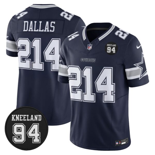 Dallas Cowboys #94 Marshawn Kneeland Memorial Patch Vapor Limited Jersey – All Stitched – Navy – Dallas 214 Jersey