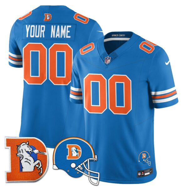 Denver Broncos Throwback Vapor Limited Custom Jersey – All Stitched – Blue Jersey