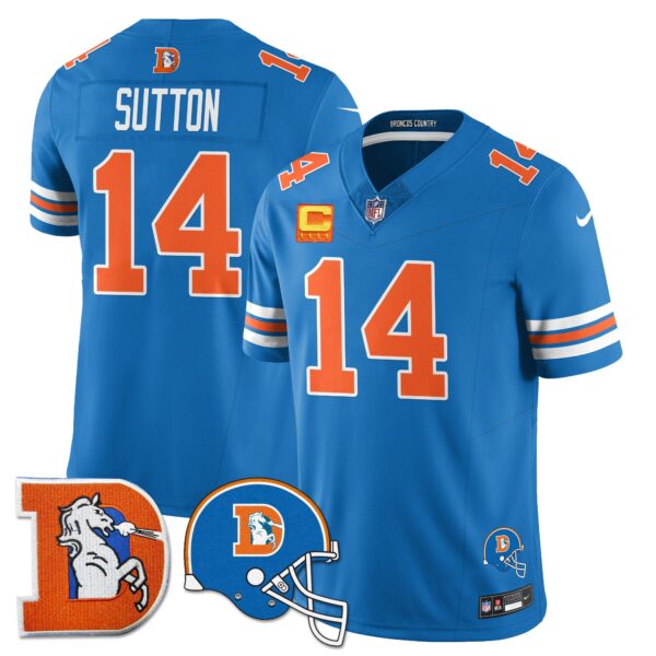Denver Broncos Throwback Vapor Limited Jersey – All Stitched – Blue – Courtland Sutton Jersey