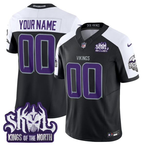 Minnesota Vikings 2025 Winter Warrior Skol Patch Vapor Limited Custom Jersey V1 – All Stitched Men Black Alternate Jersey