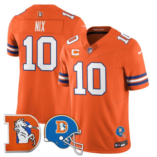 Denver Broncos Throwback Vapor Limited Jersey – All Stitched – Orange – Bo Nix Jersey