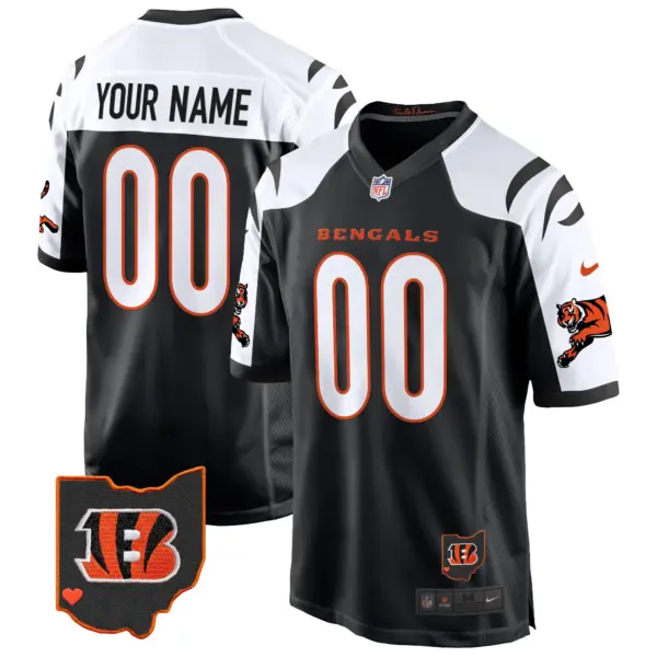 Men’s Cincinnati Bengals 2024 Game Custom Jersey Black Alternate