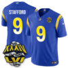 Los Angeles Rams 2-Time Champions Patch Vapor Limited Jersey – All Stitched – Royal – Matthew Stafford Jersey