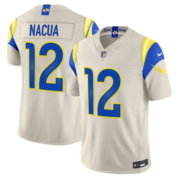 Los Angeles Rams 2025 “Rivalries” Vapor Limited Jersey – All Stitched – Bone – Puka Nacua Jersey
