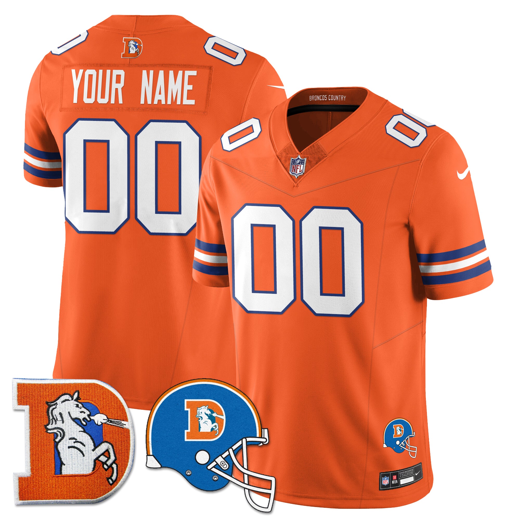 Denver Broncos Throwback Vapor Limited Custom Jersey – All Stitched – Orange Jersey
