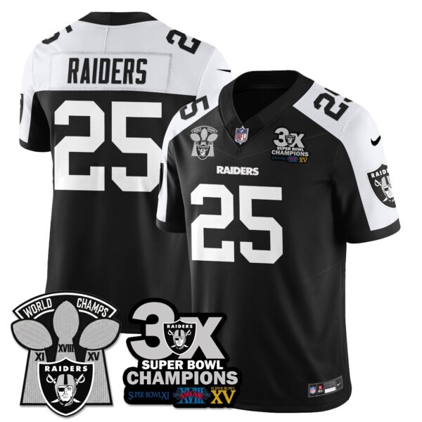 Las Vegas Raiders 3-Time Champions Patch Vapor Limited Jersey – All Stitched – Black Alternate – Raiders Jersey