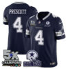 Dallas Cowboys 5-Time Champions Patch Vapor Limited Jersey – All Stitched – Navy – Dak Prescott Jersey