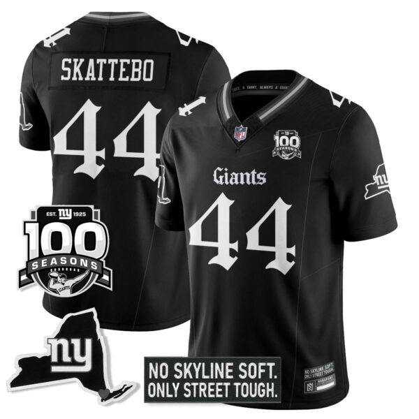 New York Giants 100th Seasons Gothic Gotham Edition Vapor Limited Jersey – All Stitched – Black – Cam Skattebo Jersey