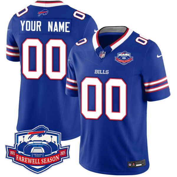 Buffalo Bills 2025 Custom Jersey All Stitched – Farewell to Highmark Stadium Royal Jersey