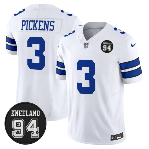 Dallas Cowboys #94 Marshawn Kneeland Memorial Patch Vapor Limited Jersey – All Stitched – White Limited – George Pickens Jersey
