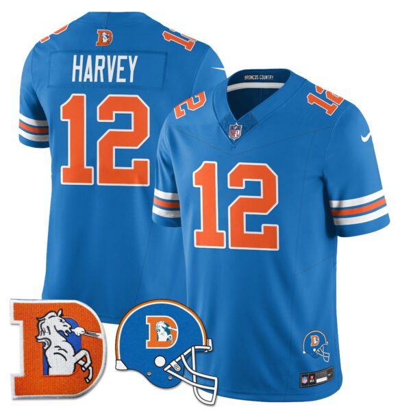 Denver Broncos Throwback Vapor Limited Jersey – All Stitched – Blue – RJ Harvey Jersey