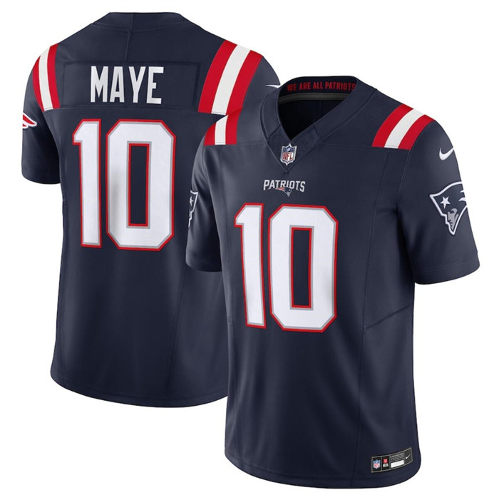 Men’s New England Patriots #10 Drake Maye Navy 2024 Draft F.U.S.E. Vapor Limited Football Stitched Jersey