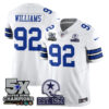 Dallas Cowboys 5-Time Champions Patch Vapor Limited Jersey – All Stitched – White Limited – Quinnen Williams Jersey