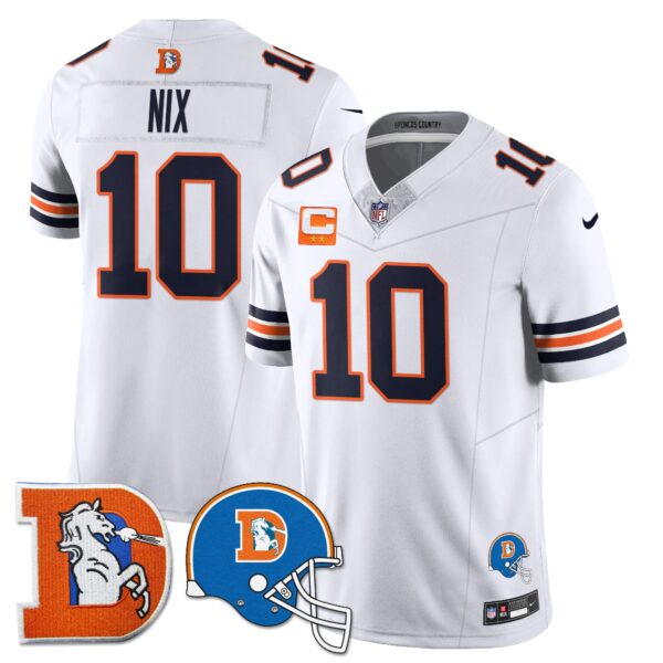 Denver Broncos Throwback Vapor Limited Jersey – All Stitched – White – Bo Nix Jersey