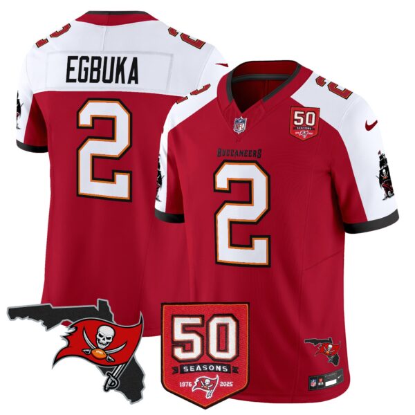 Tampa Bay Buccaneers ’76 Vapor Limited Jersey – All Stitched N1 – Red Alternate – Emeka Egbuka Jersey