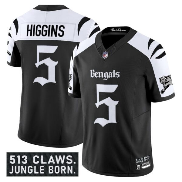 Cincinnati Bengals Gothic Jungle Shadows Edition Vapor Limited Jersey – All Stitched – Alternate – Tee Higgins Jersey