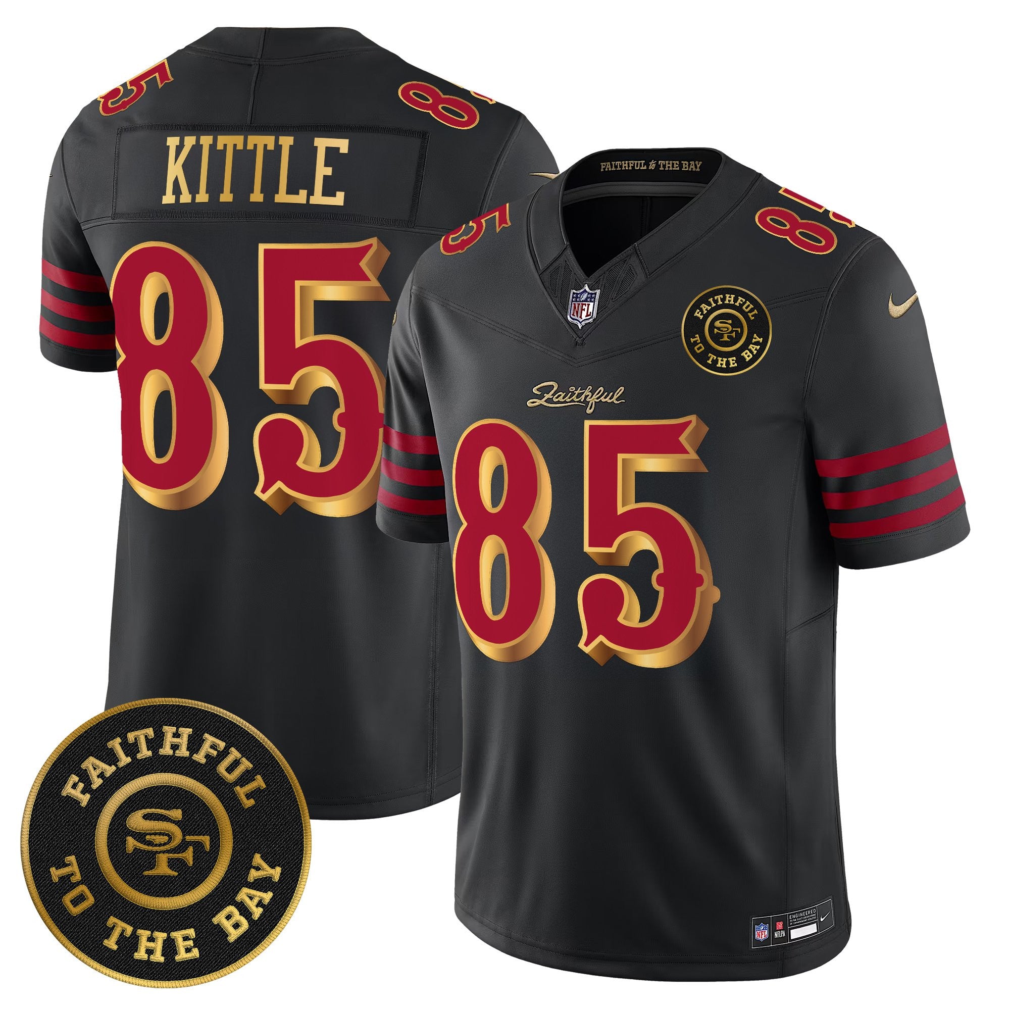 San Francisco 49ers Rivalries Vapor Limited Jersey – Faithful To The Bay Patch – All Stitched – Black Rivalries – George Kittle Jersey
