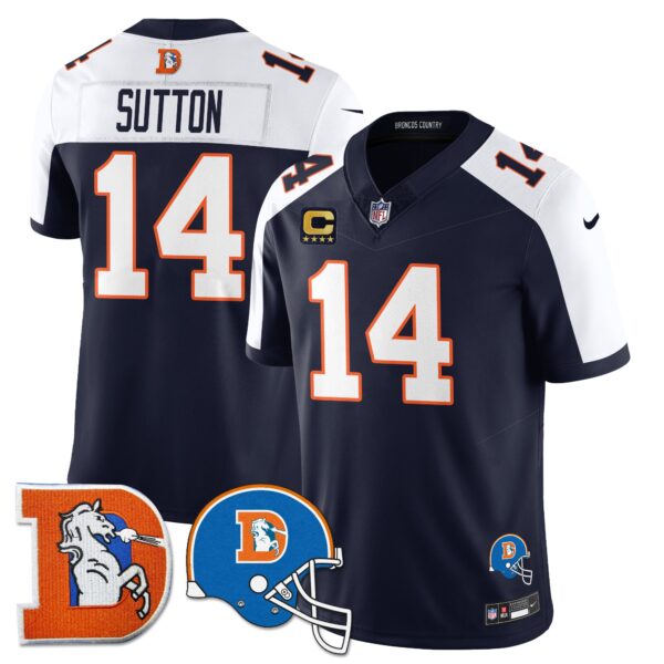 Denver Broncos Throwback Vapor Limited Jersey – All Stitched – Navy Alternate – Courtland Sutton Jersey