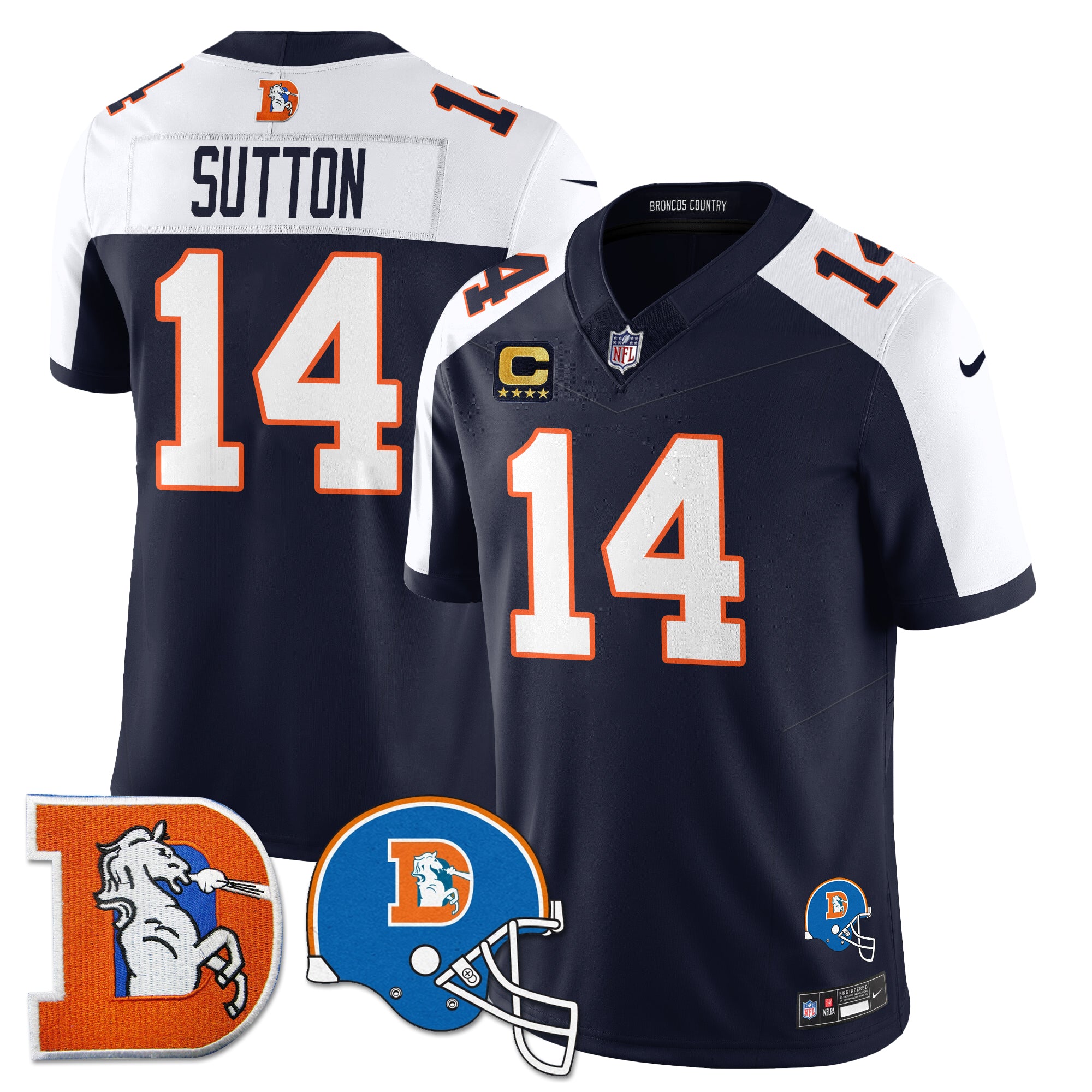 Denver Broncos Throwback Vapor Limited Jersey – All Stitched – Navy Alternate – Courtland Sutton Jersey
