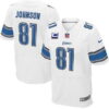 Nike Detroit Lions #81 Calvin Johnson White C Patch Elite Jersey