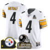 Pittsburgh Steelers 6-Time Champions Patch Vapor Limited Jersey – All Stitched – White – DK Metcalf Jersey