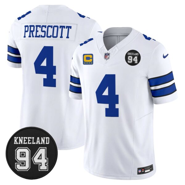 Dallas Cowboys #94 Marshawn Kneeland Memorial Patch Vapor Limited Jersey – All Stitched – White Limited – Dak Prescott Jersey