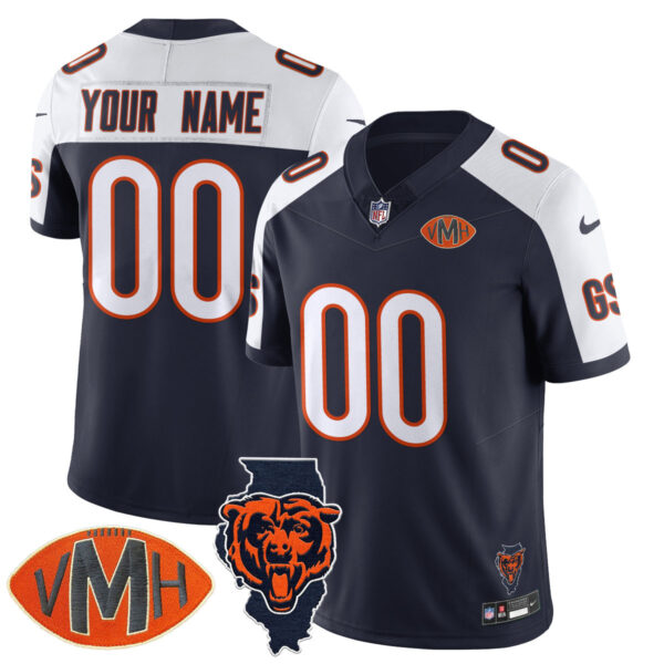 Chicago Bears Honor Virginia Halas McCaskey Custom Jersey – All Stitched Men Alternate Navy Jersey