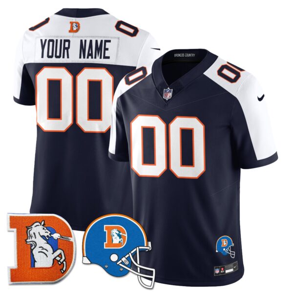 Denver Broncos Throwback Vapor Limited Custom Jersey – All Stitched – Navy Alternate Jersey