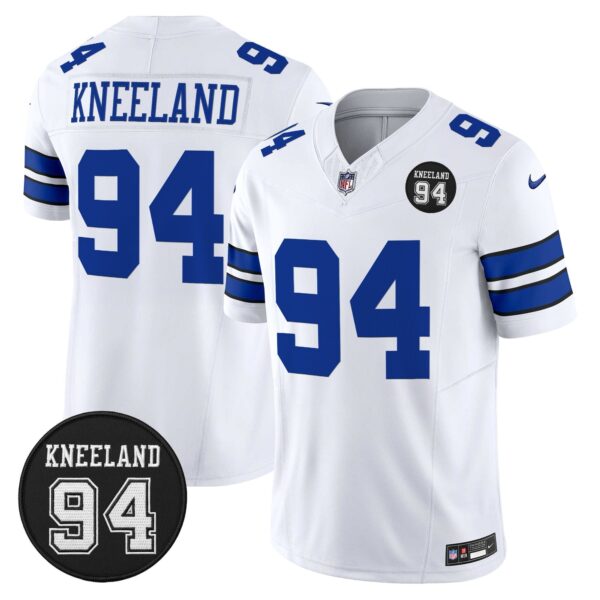 Dallas Cowboys #94 Marshawn Kneeland Memorial Patch Vapor Limited Jersey – All Stitched – White Limited – Marshawn Kneeland Jersey