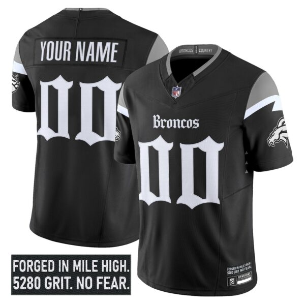 Denver Broncos Gothic Mile High Shadows Edition Vapor Limited Custom Jersey – All Stitched – Black Jersey