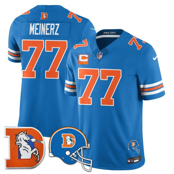 Denver Broncos Throwback Vapor Limited Jersey – All Stitched – Blue – Quinn Meinerz Jersey