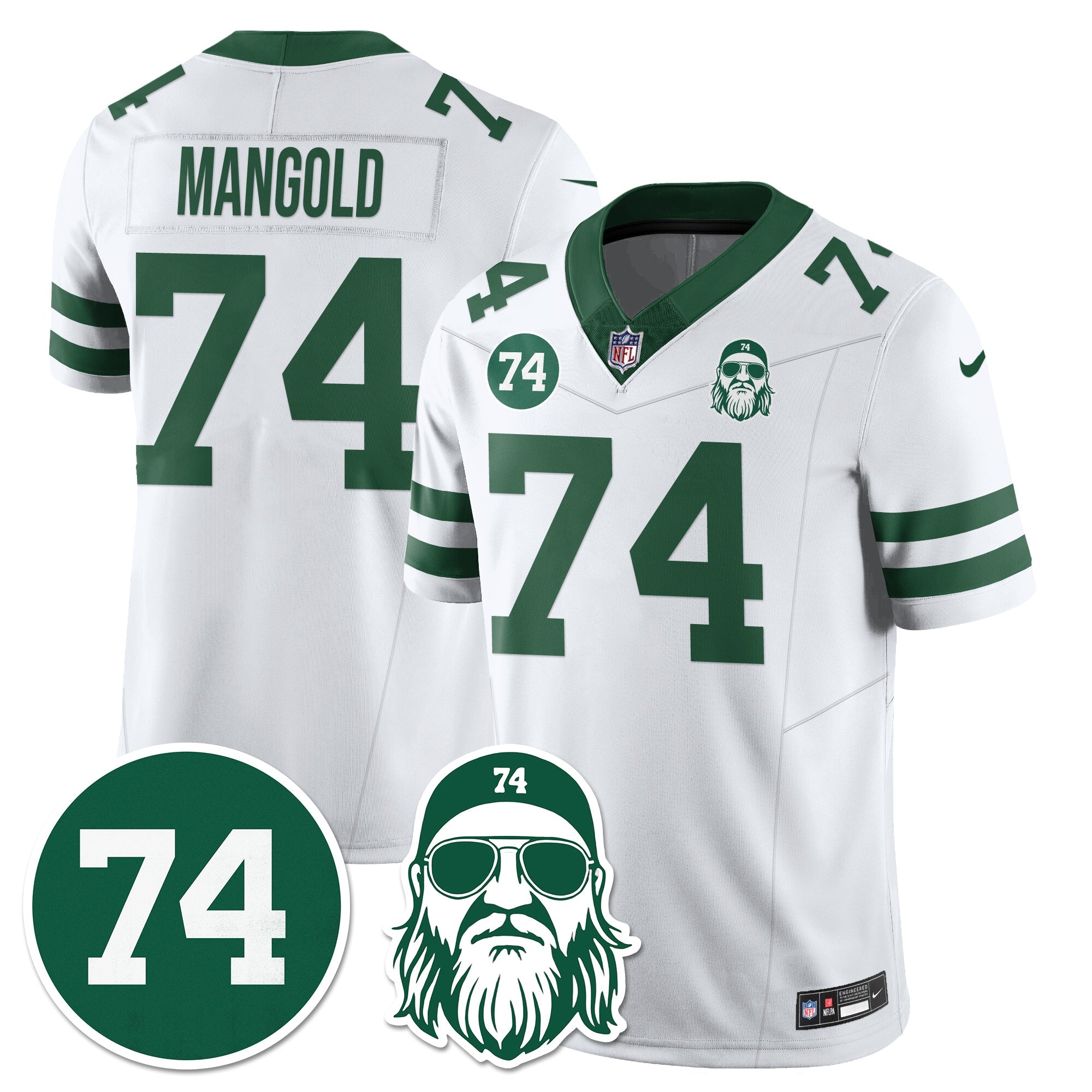 New York Jets Vapor Limited Jersey – Nick Mangold Patch – All Stitched – White – Nick Mangold Jersey