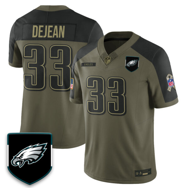 Philadelphia Eagles 2025 Salute to Service Limited Jersey – All Stitched Olive Alternate Cooper DeJean – 33 Jersey