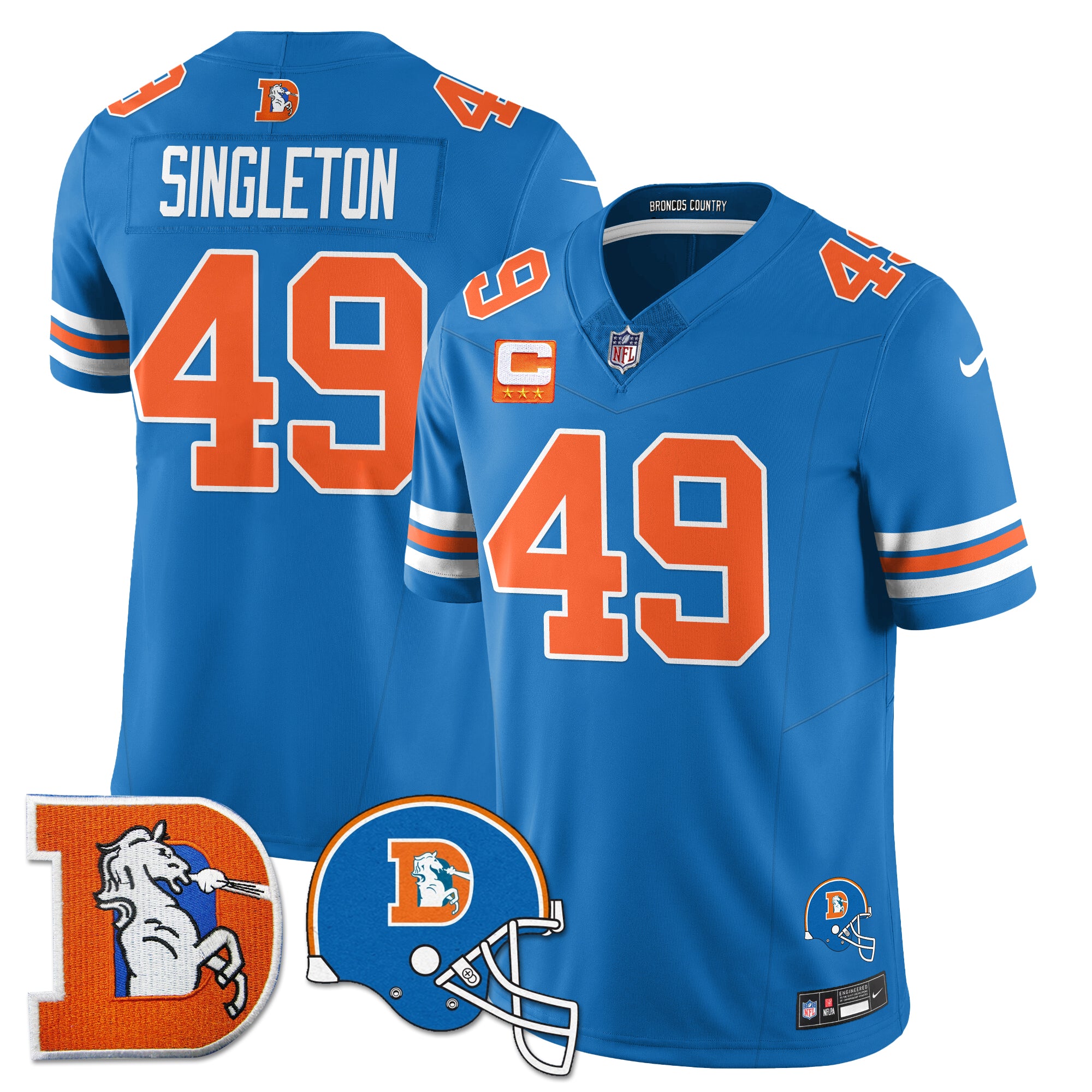 Denver Broncos Throwback Vapor Limited Jersey – All Stitched – Blue – Alex Singleton Jersey