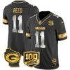 Green Bay Packers 100th Season & Home Patch Gold Vapor Limited Jersey ? All Stitched – Black Limited – Jayden Reed Jersey