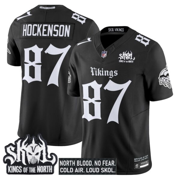 Minnesota Vikings Gothic Norseblood Edition Vapor Limited Jersey – All Stitched – Black – T.J.Hockenson Jersey