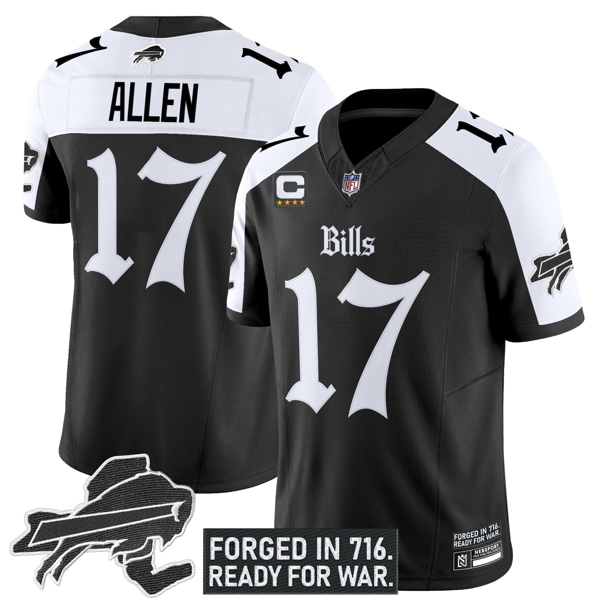 Buffalo Bills Gothic Cold Front Edition Vapor Limited Jersey – All Stitched – Alternate – Josh Allen Jersey