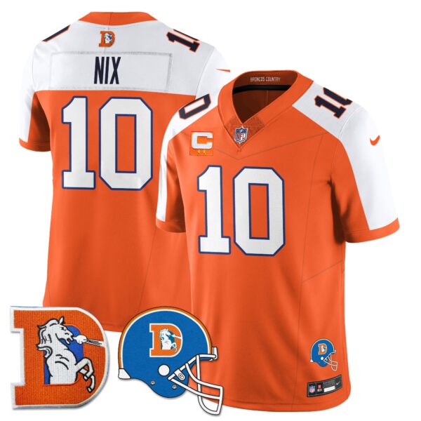 Denver Broncos Throwback Vapor Limited Jersey – All Stitched – Orange Alternate – Bo Nix Jersey