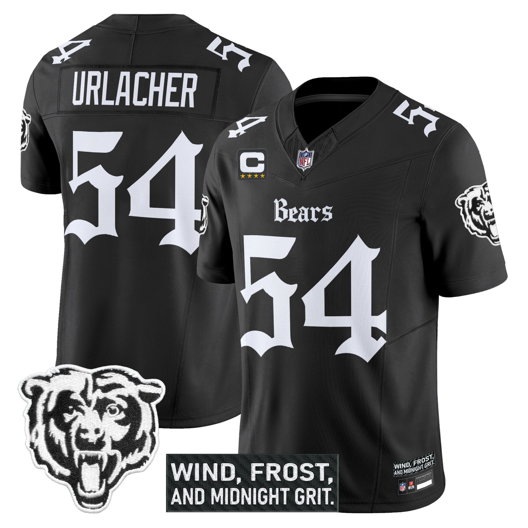 Chicago Bears ‘Gothic Midway Legacy’ Vapor Limited Jersey – All Stitched – Black – Brian Urlacher Jersey