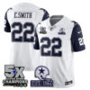 Dallas Cowboys 5-Time Champions Patch Vapor Limited Jersey – All Stitched – White – Emmitt Smith Jersey