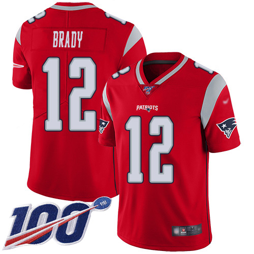 Nike Patriots #12 Tom Brady Red Men’s Stitched NFL Limited Inverted Legend 100th Season Jersey
