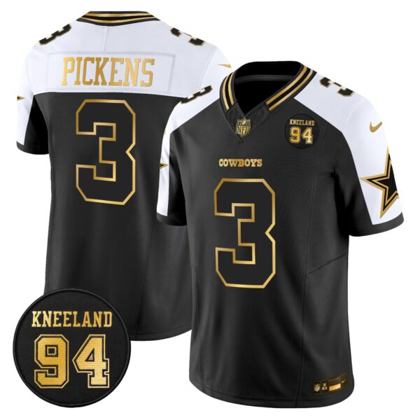 Dallas Cowboys #94 Marshawn Kneeland Memorial Patch Gold Vapor Limited Jersey – All Stitched – Alternate – George Pickens Jersey