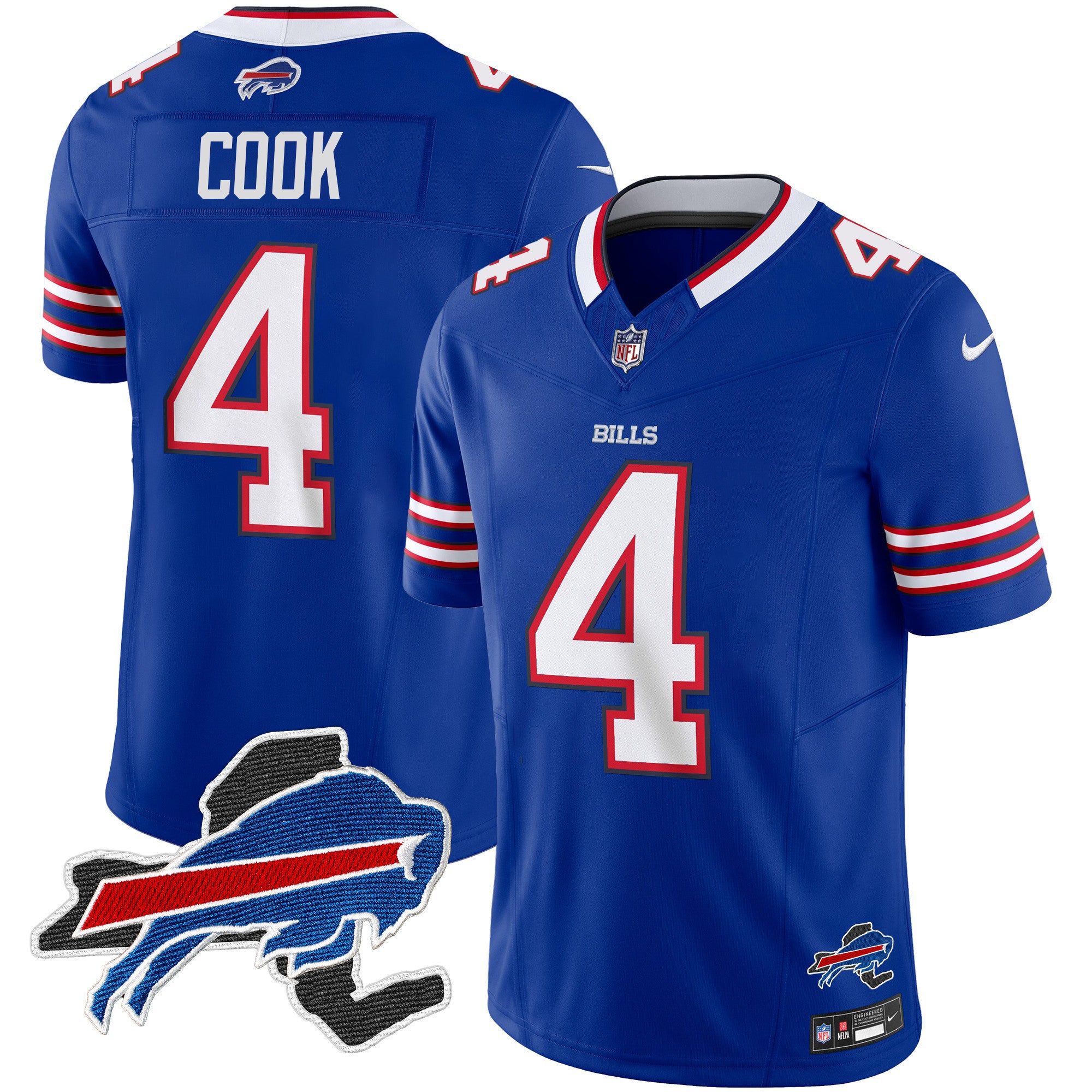 Bills New York Patch Vapor Limited Jersey – All Stitched – Royal – James Cook Jersey